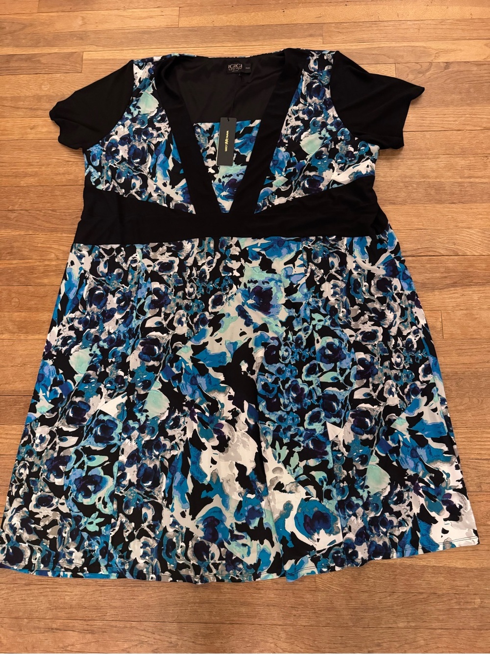 NWT IGIGI by Yuliya Raquel Blue Floral Knee Length Fit & Flare - Sz 26/28
 b12